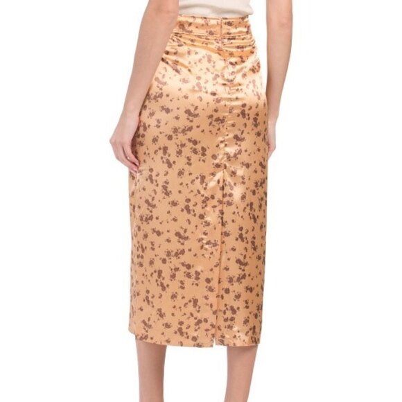 ZARA Flower Print Satin Midi Skirt Size S - Picture 2 of 2